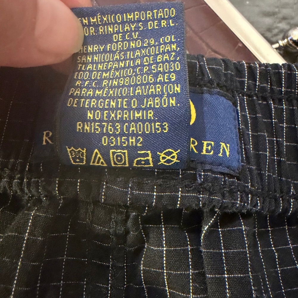 Polo Ralph Lauren Mens XL Pajama Pants Black White Grid Check Cotton Sleepwear - Picture 9 of 9